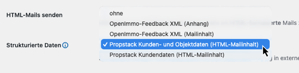 Auswahl strukturierter Propstack-Daten in den Plugin-Optionen